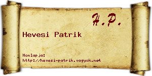 Hevesi Patrik névjegykártya